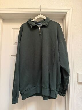Brandy Melville Dark Green Half-Zip Pullover Sweater